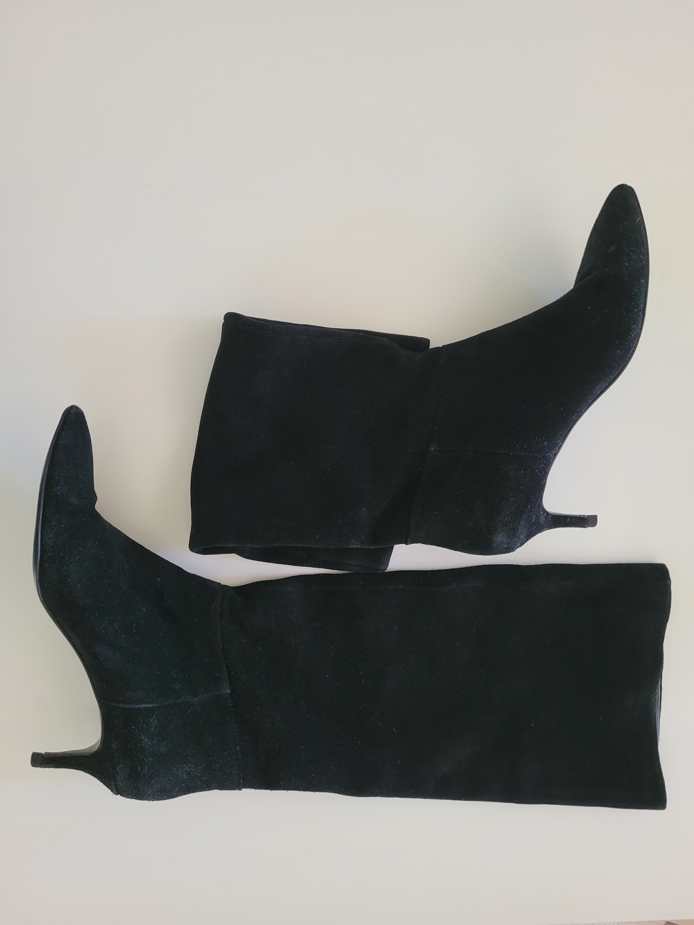 Steve Madden Black Suede Leather Kitten Heel High Boots - Women Size 6 - Picture 3 of 6